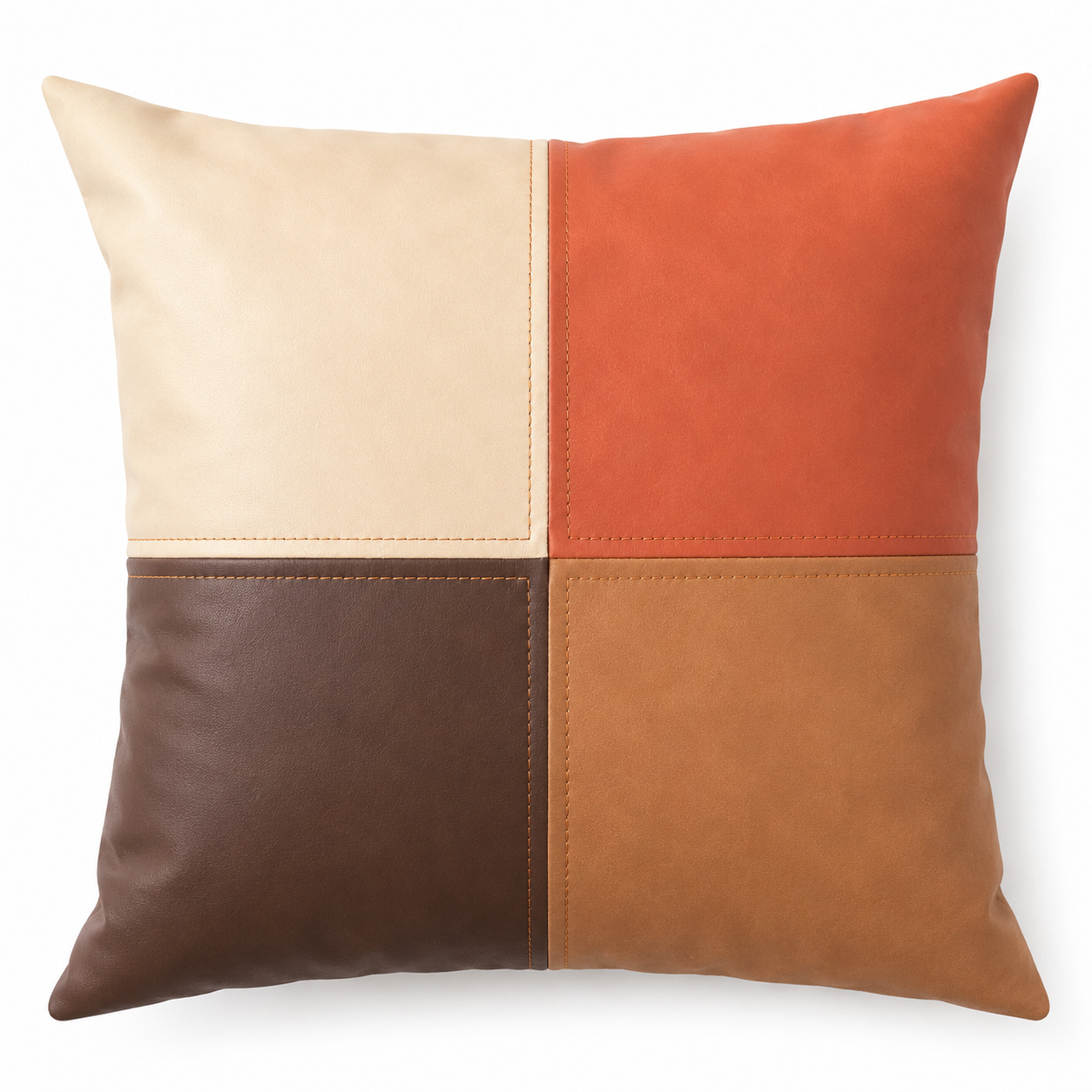 RUNO Brown Faux Leather Throw Pillow Covers 18x18 Inch, Set of 2, Decorative Accent Pillow Covers for Couch, Sofa, Bed and Living Room, Inserts Not Included