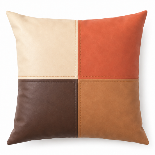 RUNO Brown Faux Leather Throw Pillow Covers 18x18 Inch, Set of 2, Decorative Accent Pillow Covers for Couch, Sofa, Bed and Living Room, Inserts Not Included