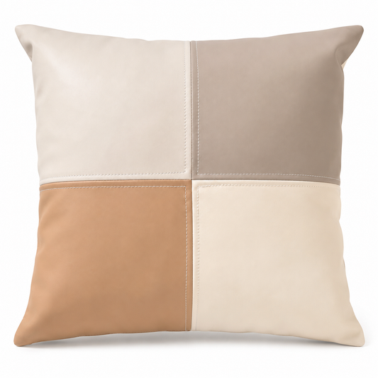Decorative Throw Pillow Covers 18x18 Inch, Set of 2, Faux Leather Accent Pillow Covers for Couch, Sofa, Bed and Living Room, Inserts Not Included
